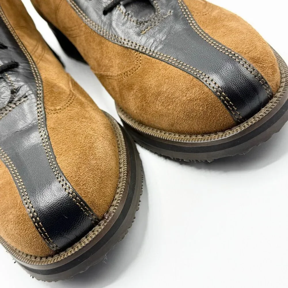 Lucan Fashion Brown Black Leather Suede Derby Shoes Made in Italy - Men’s EU 42